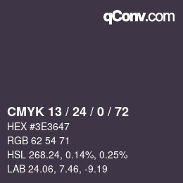 カラーコード: CMYK 13 / 24 / 0 / 72 | qconv.com