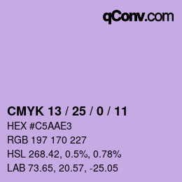 カラーコード: CMYK 13 / 25 / 0 / 11 | qconv.com