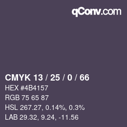 Color code: CMYK 13 / 25 / 0 / 66 | qconv.com