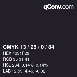 Color code: CMYK 13 / 25 / 0 / 84 | qconv.com