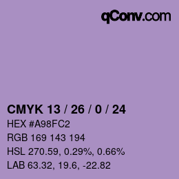 カラーコード: CMYK 13 / 26 / 0 / 24 | qconv.com
