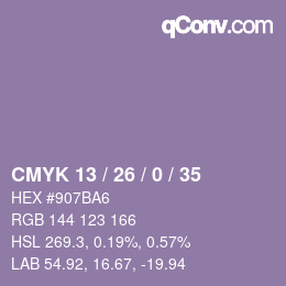 Color code: CMYK 13 / 26 / 0 / 35 | qconv.com