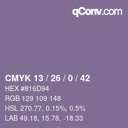 Farbcode: CMYK 13 / 26 / 0 / 42 | qconv.com