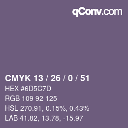 Color code: CMYK 13 / 26 / 0 / 51 | qconv.com