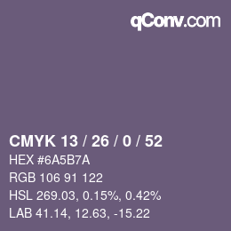 Color code: CMYK 13 / 26 / 0 / 52 | qconv.com