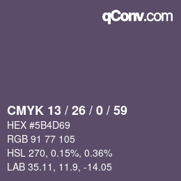 カラーコード: CMYK 13 / 26 / 0 / 59 | qconv.com