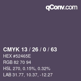 カラーコード: CMYK 13 / 26 / 0 / 63 | qconv.com