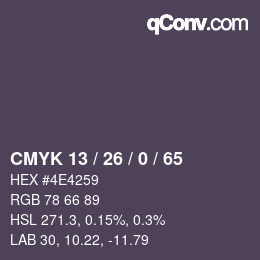 Color code: CMYK 13 / 26 / 0 / 65 | qconv.com