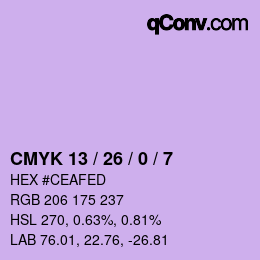 カラーコード: CMYK 13 / 26 / 0 / 7 | qconv.com