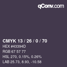 Color code: CMYK 13 / 26 / 0 / 70 | qconv.com