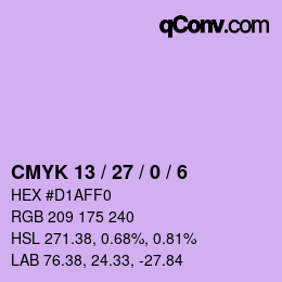 カラーコード: CMYK 13 / 27 / 0 / 6 | qconv.com