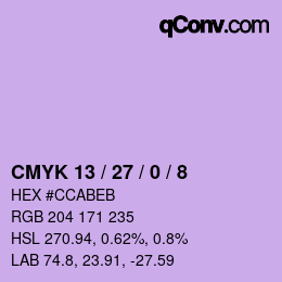 颜色代码: CMYK 13 / 27 / 0 / 8 | qconv.com