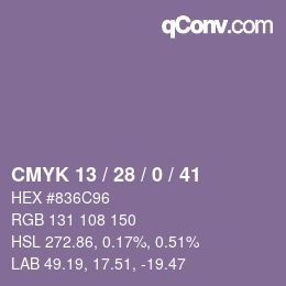 Color code: CMYK 13 / 28 / 0 / 41 | qconv.com