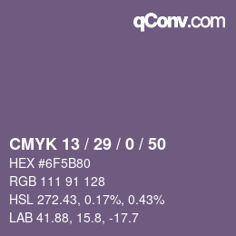 Color code: CMYK 13 / 29 / 0 / 50 | qconv.com