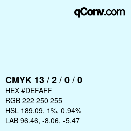 カラーコード: CMYK 13 / 2 / 0 / 0 | qconv.com