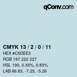 颜色代码: CMYK 13 / 2 / 0 / 11 | qconv.com