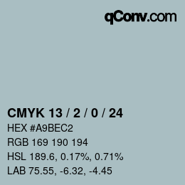 颜色代码: CMYK 13 / 2 / 0 / 24 | qconv.com