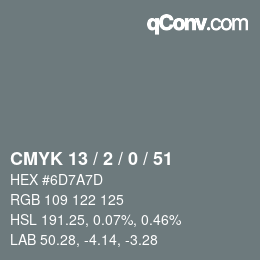 颜色代码: CMYK 13 / 2 / 0 / 51 | qconv.com