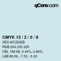 カラーコード: CMYK 13 / 2 / 0 / 8 | qconv.com