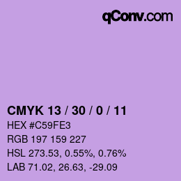 Código de color: CMYK 13 / 30 / 0 / 11 | qconv.com