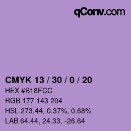 Color code: CMYK 13 / 30 / 0 / 20 | qconv.com