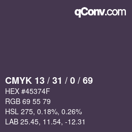 Color code: CMYK 13 / 31 / 0 / 69 | qconv.com