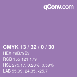 Color code: CMYK 13 / 32 / 0 / 30 | qconv.com