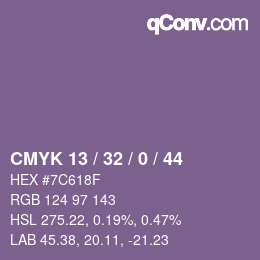 Color code: CMYK 13 / 32 / 0 / 44 | qconv.com