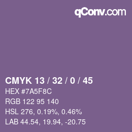 カラーコード: CMYK 13 / 32 / 0 / 45 | qconv.com