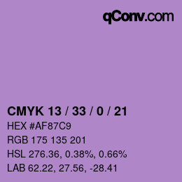 Color code: CMYK 13 / 33 / 0 / 21 | qconv.com