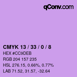 カラーコード: CMYK 13 / 33 / 0 / 8 | qconv.com