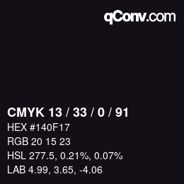 Color code: CMYK 13 / 33 / 0 / 91 | qconv.com