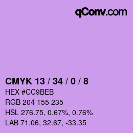 颜色代码: CMYK 13 / 34 / 0 / 8 | qconv.com