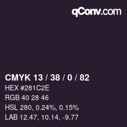 Color code: CMYK 13 / 38 / 0 / 82 | qconv.com