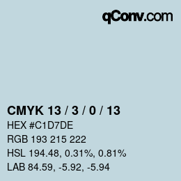 カラーコード: CMYK 13 / 3 / 0 / 13 | qconv.com