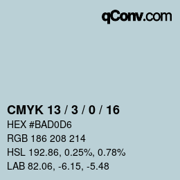 カラーコード: CMYK 13 / 3 / 0 / 16 | qconv.com