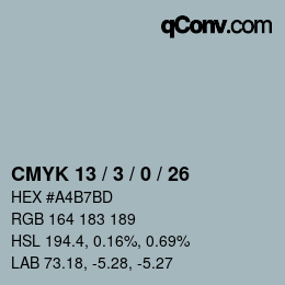 カラーコード: CMYK 13 / 3 / 0 / 26 | qconv.com