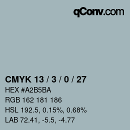 カラーコード: CMYK 13 / 3 / 0 / 27 | qconv.com