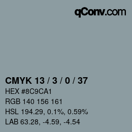カラーコード: CMYK 13 / 3 / 0 / 37 | qconv.com