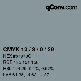 カラーコード: CMYK 13 / 3 / 0 / 39 | qconv.com