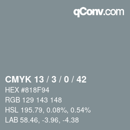 颜色代码: CMYK 13 / 3 / 0 / 42 | qconv.com
