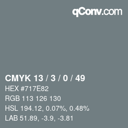 Color code: CMYK 13 / 3 / 0 / 49 | qconv.com
