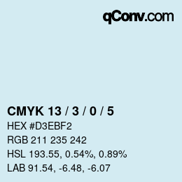 Color code: CMYK 13 / 3 / 0 / 5 | qconv.com