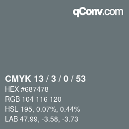 Color code: CMYK 13 / 3 / 0 / 53 | qconv.com