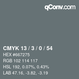 Color code: CMYK 13 / 3 / 0 / 54 | qconv.com