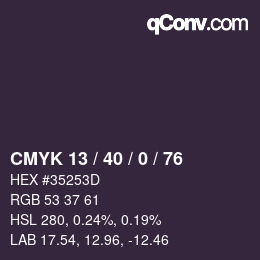 Color code: CMYK 13 / 40 / 0 / 76 | qconv.com