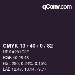 Color code: CMYK 13 / 40 / 0 / 82 | qconv.com