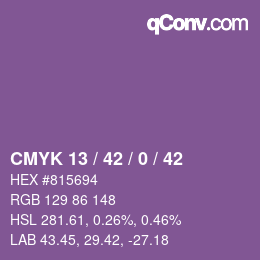 Color code: CMYK 13 / 42 / 0 / 42 | qconv.com