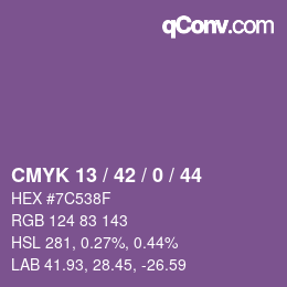カラーコード: CMYK 13 / 42 / 0 / 44 | qconv.com