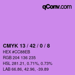 Color code: CMYK 13 / 42 / 0 / 8 | qconv.com